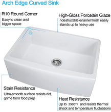 Load image into Gallery viewer, 33&quot; X 21&quot; Farmhouse Sink, Fireclay Ceramic Single Bowl Kitchen Sink, White Apron Sink with Protective Bottom Grid and Strainer
