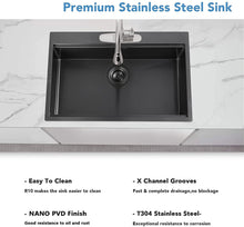 Load image into Gallery viewer, 33 x 22 x 10 inch Drop-in Kitchen Sink, Gunmetal Black 16 Gauge Stainless Steel Sink Workstation Ledge Modern Topmount Single Bowl Kitchen Sink
