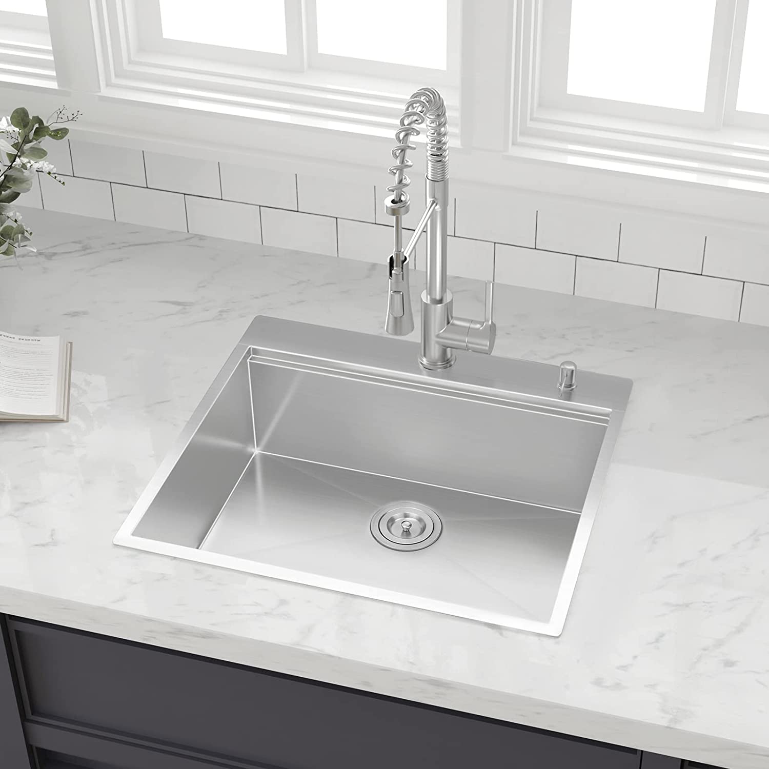 25" x 22" Single Bowl Stainless Steel Drop In Kitchen Sink (18 Gauge) ｜ALWEN