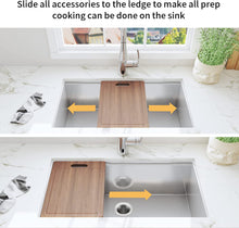 Load image into Gallery viewer, 32-inch Undermount Kitchen Sink,Single Bowl Stainless Steel Kitchen Sink 18 Gauge,Workstation R0 Radius Handmade All in One Kitchen Sink with Ledge ｜ALWEN
