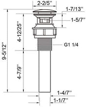 Load image into Gallery viewer, ABS Bathroom Sink Pop Up Drain with Overflow- Brushed Nickel
