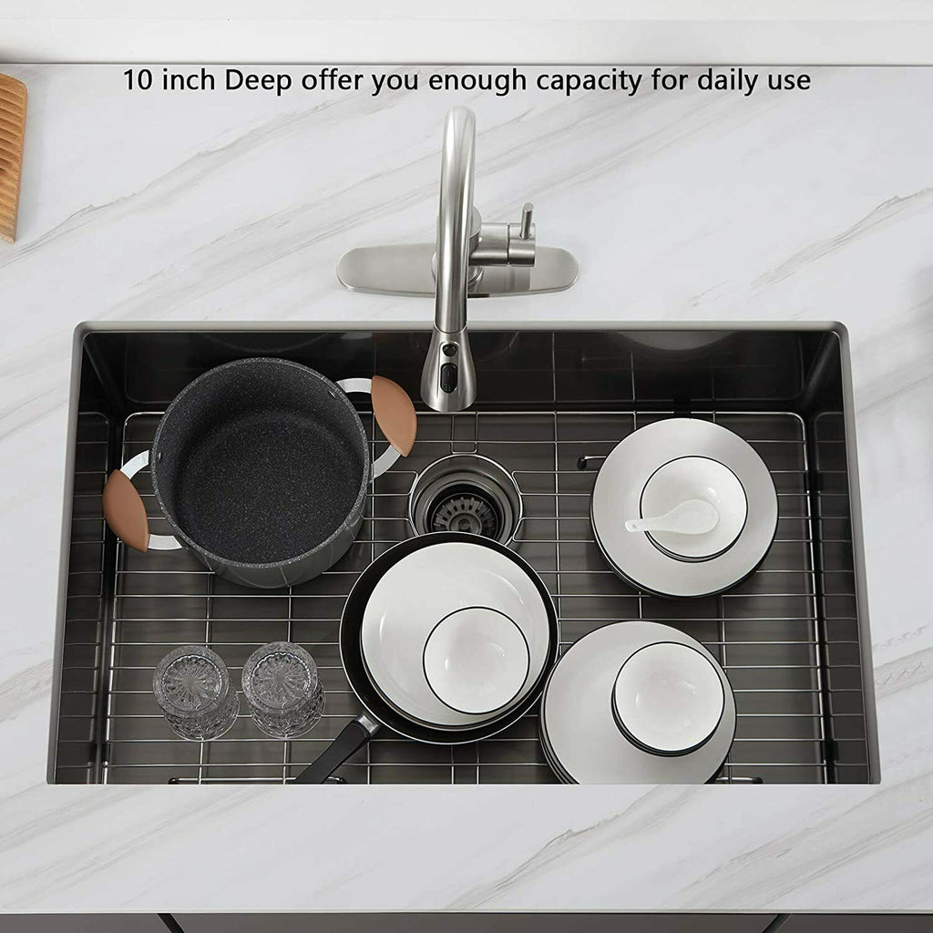 33" x 21" Gunmetal Black Single Bowl Stainless Steel Undermount Kitchen Sink (16 Gauge) ｜ALWEN