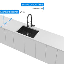 Load image into Gallery viewer, 28&quot; x 19&quot; Gunmetal Black Single Bowl Stainless Steel Undermount Kitchen Sink (16 Gauge) ｜ALWEN
