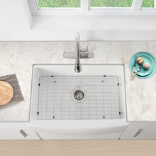 Load image into Gallery viewer, 33&quot; X 21&quot; Farmhouse Sink, Fireclay Ceramic Single Bowl Kitchen Sink, White Apron Sink with Protective Bottom Grid and Strainer
