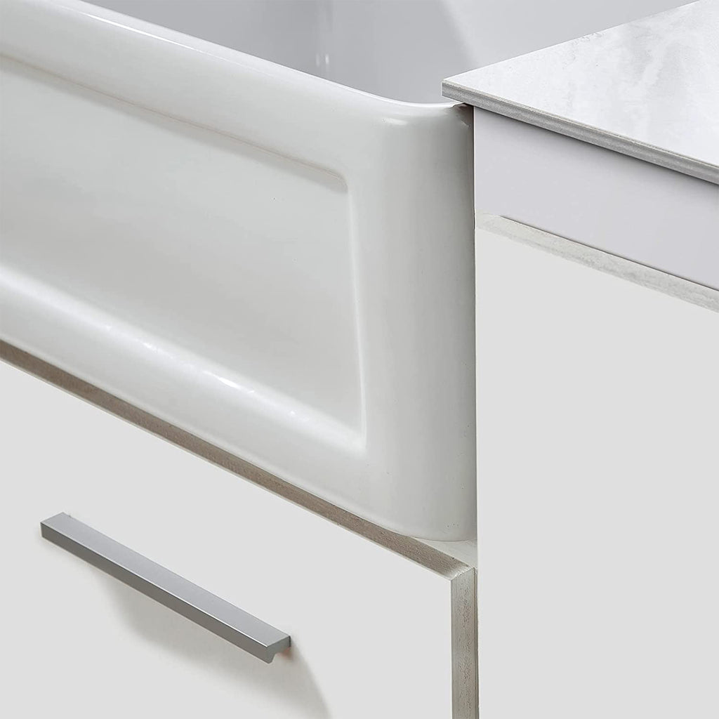 24 X18 inch Ceramic Kitchen Sink, White Reversible Sink, Single Bowl Kitchen Sink with Bottom Grid and Basket Strainer