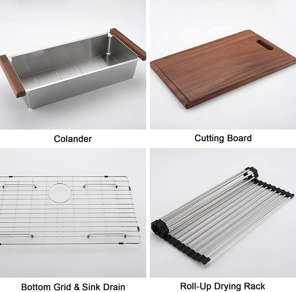 30 x 19 x 9 inch Undermount Kitchen Sink, Workstation Ledge 18 Gauge Stainless Steel Sink Modern Single Bowl Kitchen Sink