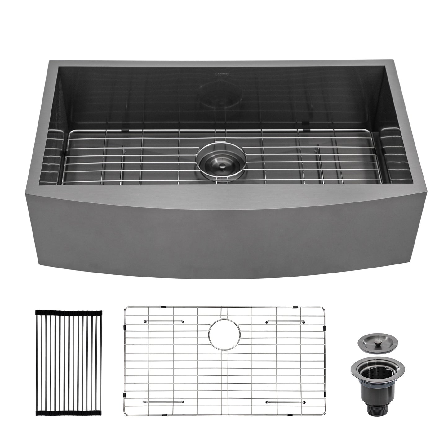 36 Farmhouse Kitchen Sink Black - GhomeG 36"x21" Gunmetal Black Stainless Steel 18 Gauge Single Bowl Apron-front Farm Kitchen Sink Basin