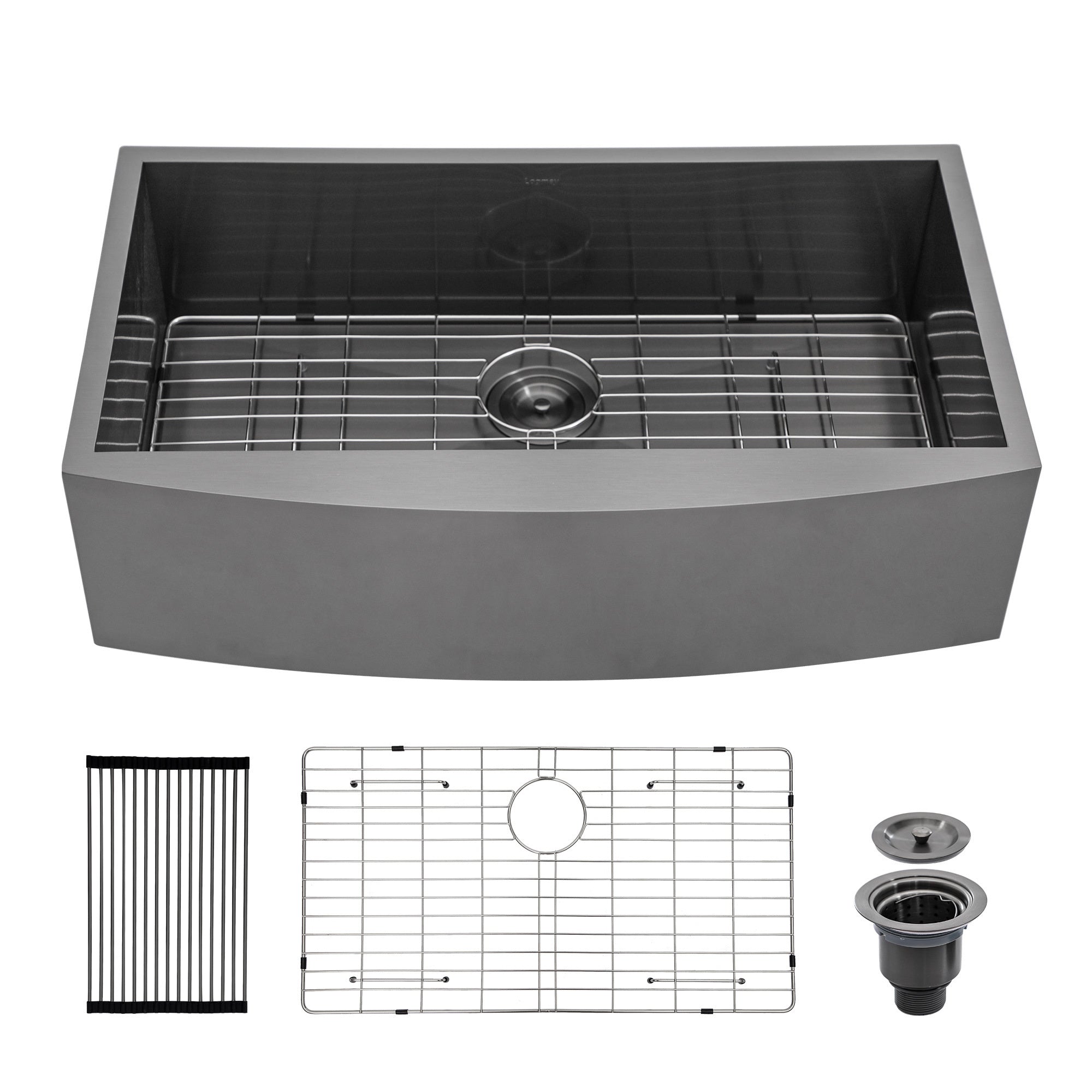 36 Farmhouse Kitchen Sink Black - GhomeG 36"x21" Gunmetal Black Stainless Steel 18 Gauge Single Bowl Apron-front Farm Kitchen Sink Basin