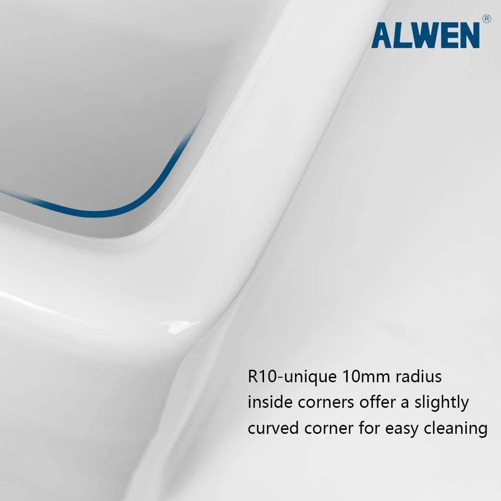24“ x 16” White Ceramic Farmhouse Kitchen Sink ｜ALWEN