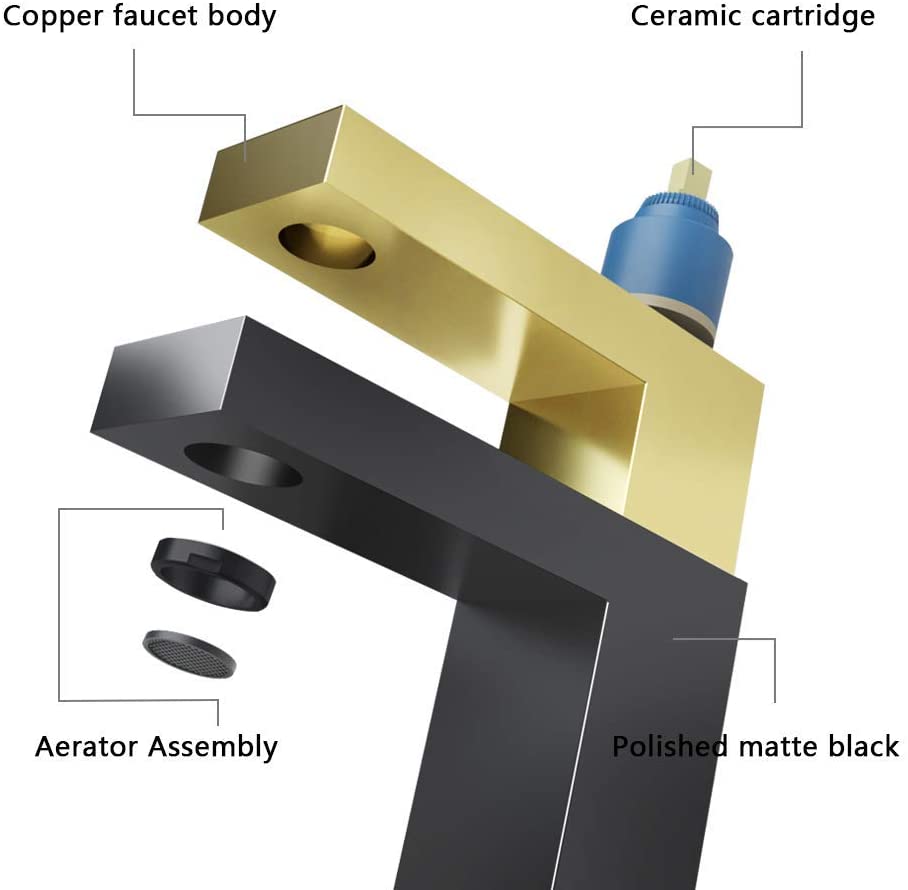 Single Hole Bathroom Faucet - MATTE BLACK（Made of Solid Brass）｜ALWEN