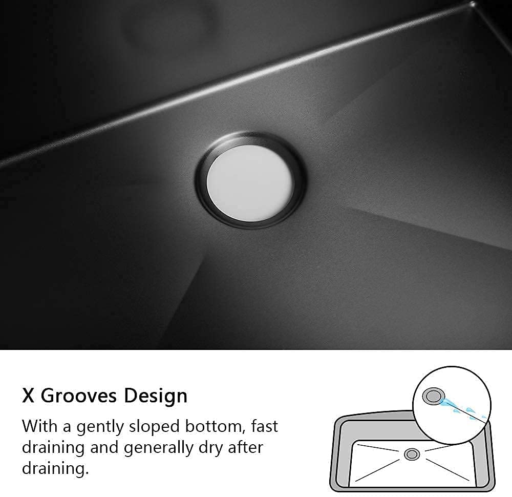 30" X 21" Gunmetal Black Single Bowl Stainless Steel Farmhouse Kitchen Sink (16 Gauge) ｜ALWEN