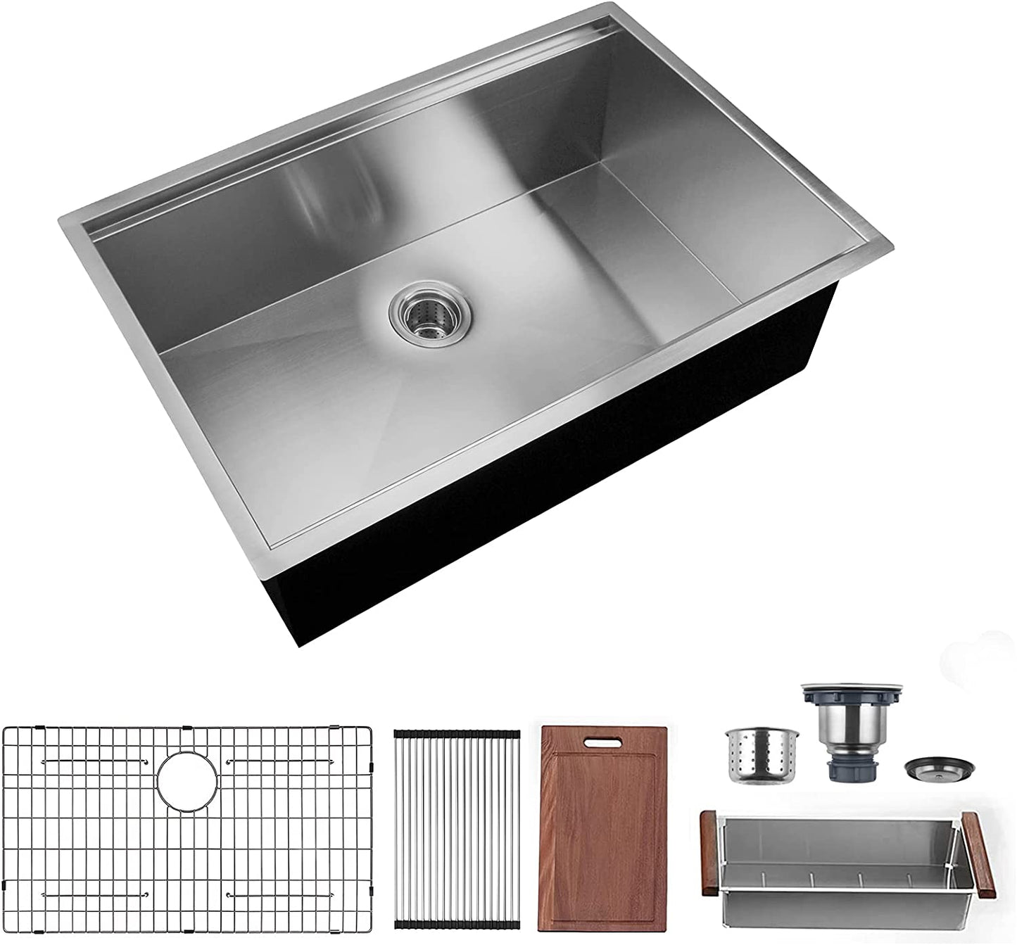 30 x 19 x 9 inch Undermount Kitchen Sink, Workstation Ledge 18 Gauge Stainless Steel Sink Modern Single Bowl Kitchen Sink