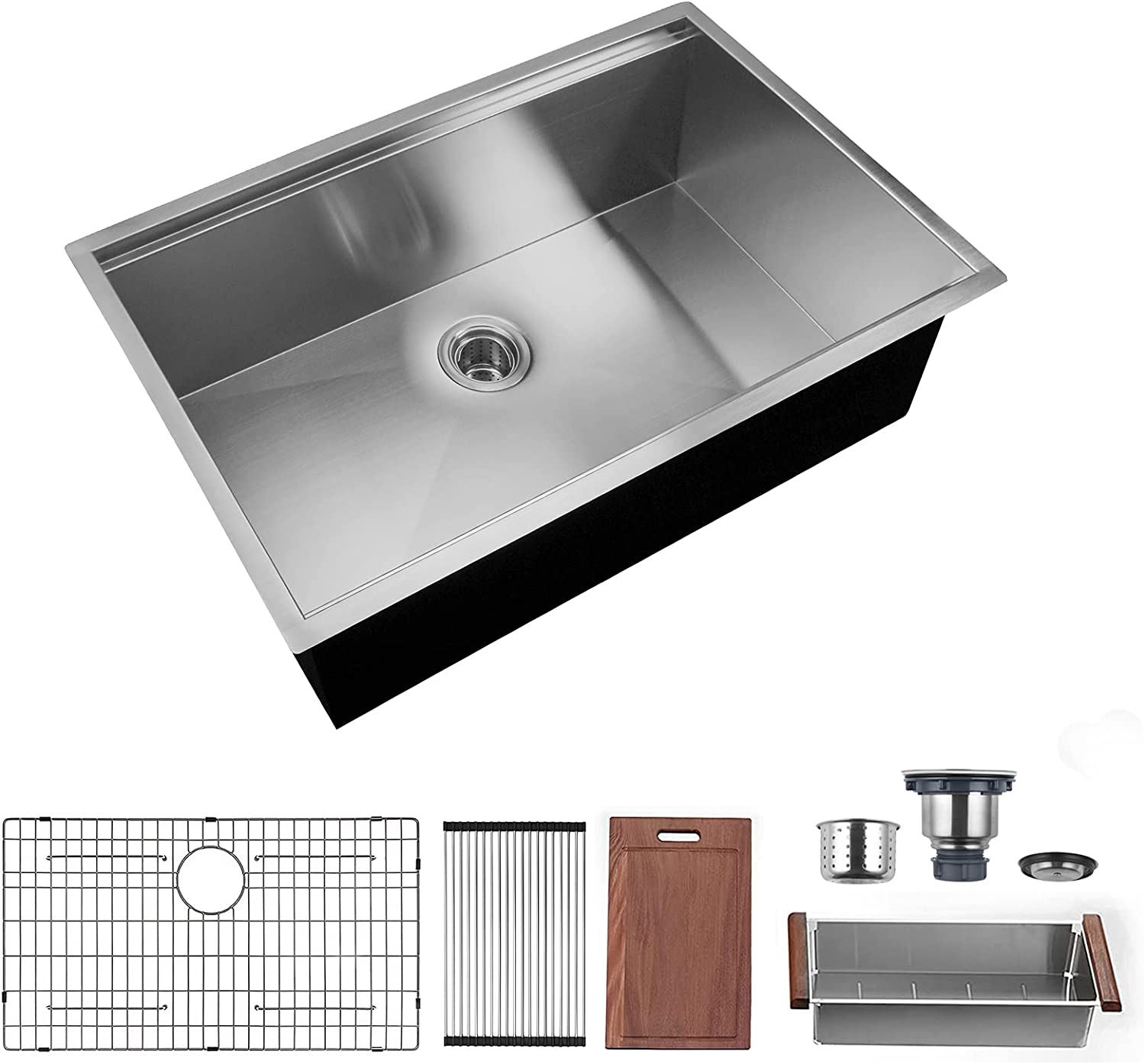 30 x 19 x 9 inch Undermount Kitchen Sink, Workstation Ledge 18 Gauge Stainless Steel Sink Modern Single Bowl Kitchen Sink