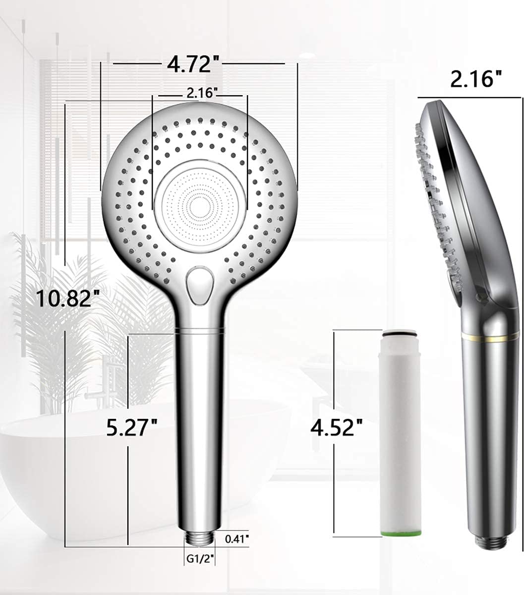 High Pressure Handheld Shower Head with PP Cotton Filter-3 Function Chrome