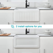 Load image into Gallery viewer, 24 X18 inch Ceramic Kitchen Sink, White Reversible Sink, Single Bowl Kitchen Sink with Bottom Grid and Basket Strainer
