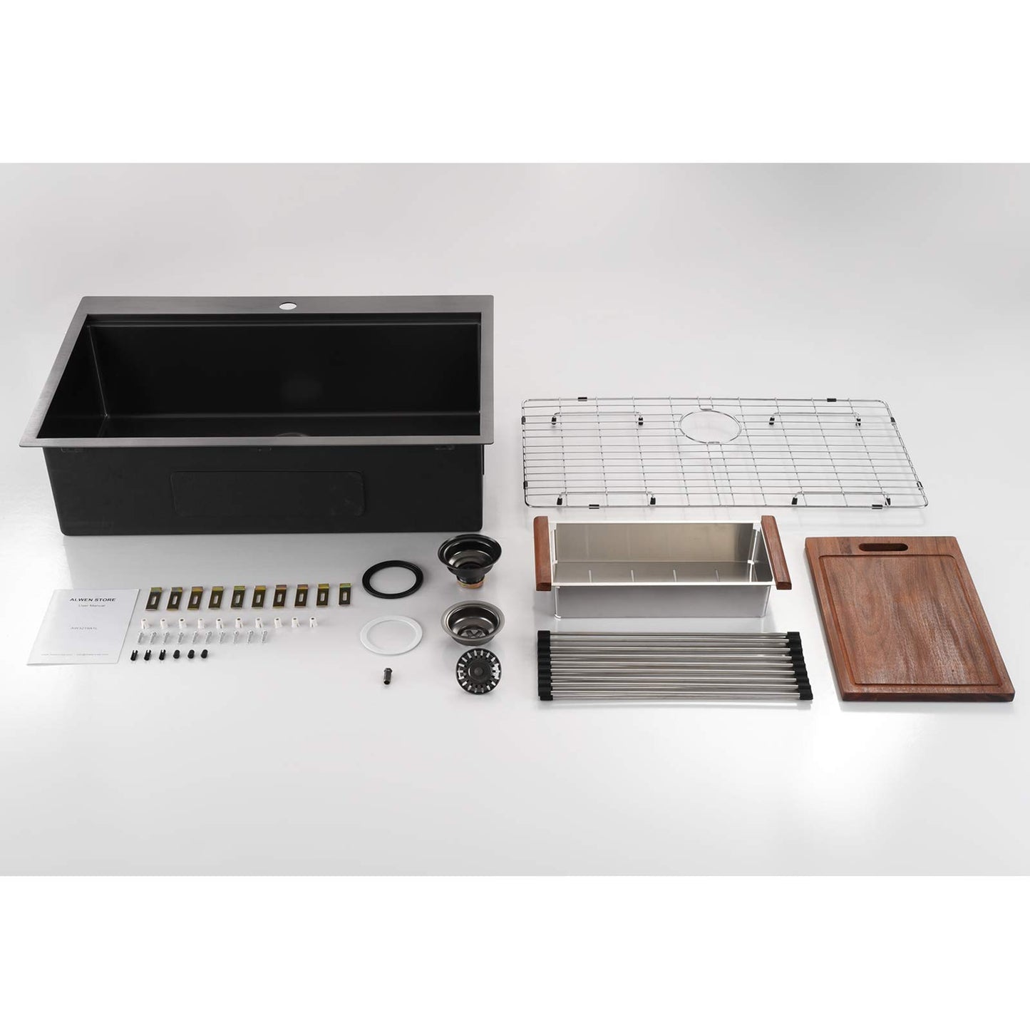 36 x 22 x 10 inch Drop-in Kitchen Sink, Gunmetal Black 16 Gauge Stainless Steel Sink Workstation Ledge Modern Topmount Single Bowl Kitchen Sink