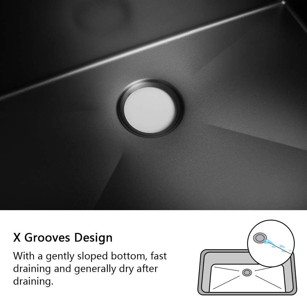 30" x 21" Gunmetal Black Single Bowl Stainless Steel Undermount Kitchen Sink (16 Gauge) ｜ALWEN