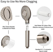 Load image into Gallery viewer, High Pressure Handheld Shower Head with PP Cotton Filter-3 Function Brushed Nickel
