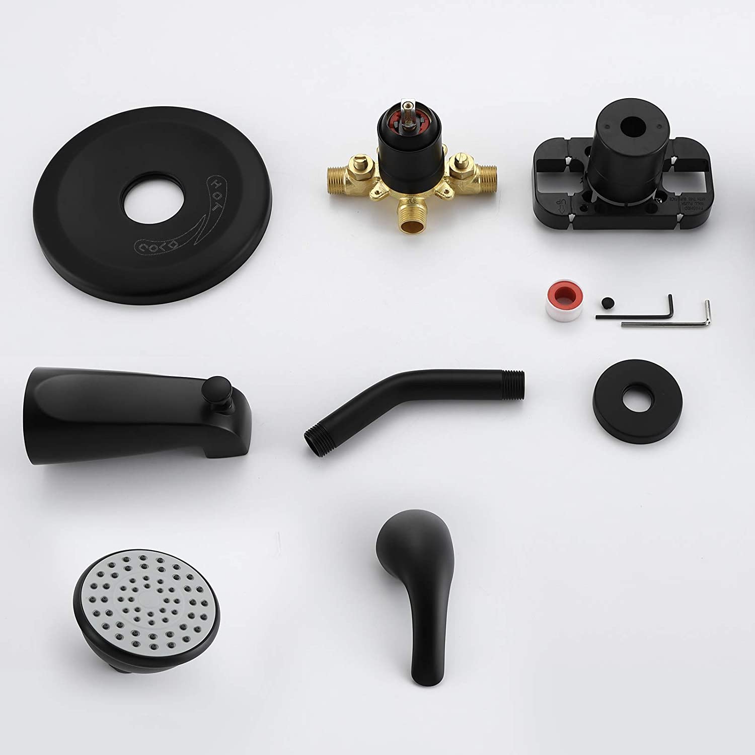 Matte Black 4 Inch Shower Faucet wih Tub Spout Combo (Valve Included) ｜ALWEN
