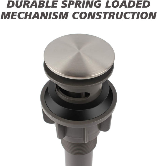 ABS Bathroom Sink Pop Up Drain with Overflow- Brushed Nickel