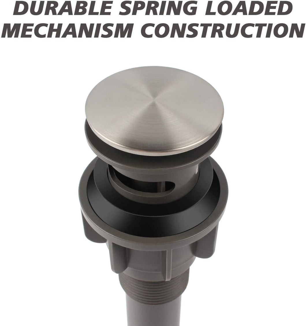ABS Bathroom Sink Pop Up Drain with Overflow- Brushed Nickel