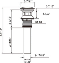 Load image into Gallery viewer, All Metal Bathroom Sink Pop Up Drain with Overflow- Brushed Nickel
