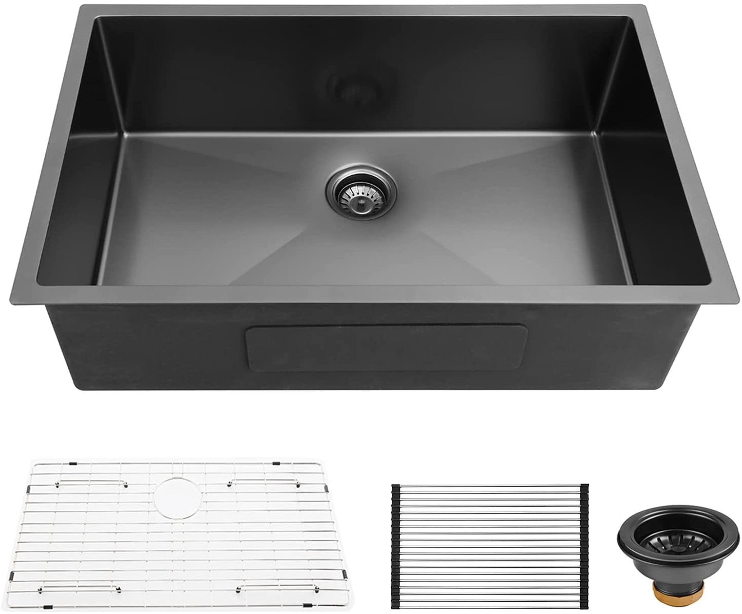 30" x 21" Gunmetal Black Single Bowl Stainless Steel Undermount Kitchen Sink (16 Gauge) ｜ALWEN
