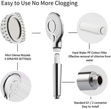 Load image into Gallery viewer, High Pressure Handheld Shower Head with PP Cotton Filter-3 Function Chrome
