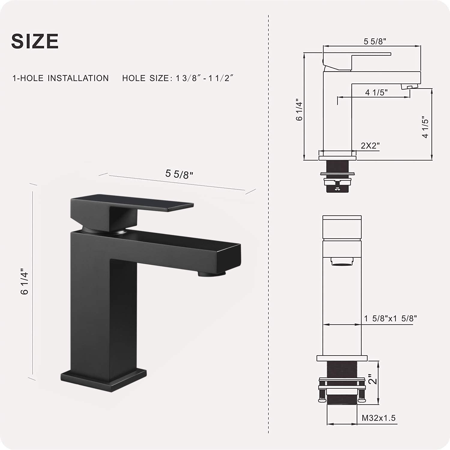 Single Hole Bathroom Faucet - MATTE BLACK（Made of Solid Brass）｜ALWEN