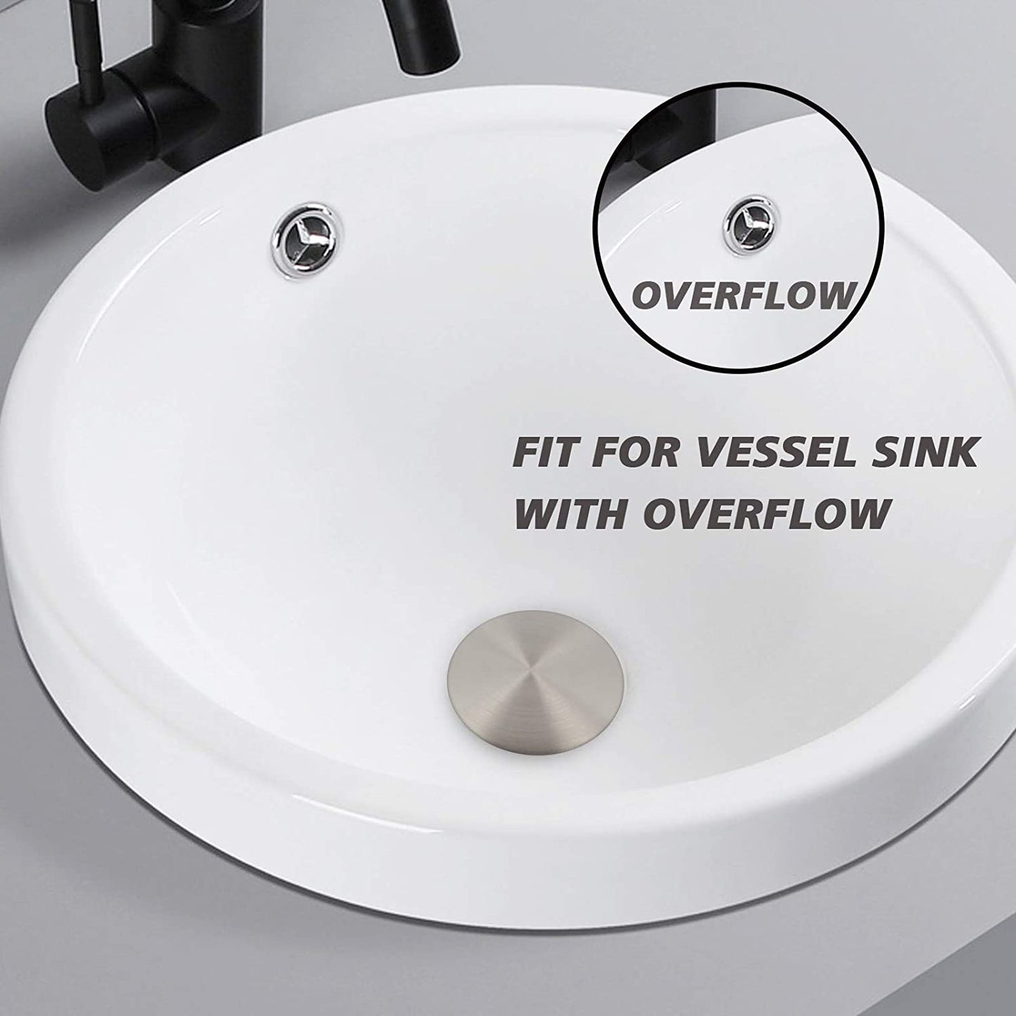 ABS Bathroom Sink Pop Up Drain with Overflow- Brushed Nickel