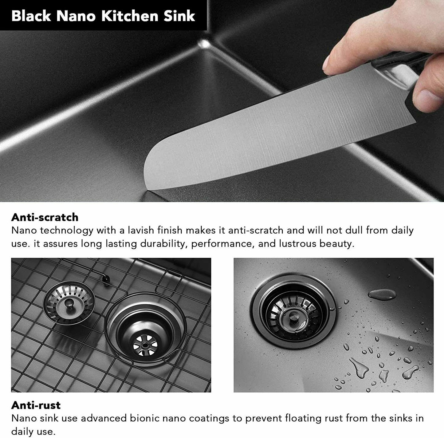 33" x 21" Gunmetal Black Single Bowl Stainless Steel Undermount Kitchen Sink (16 Gauge) ｜ALWEN