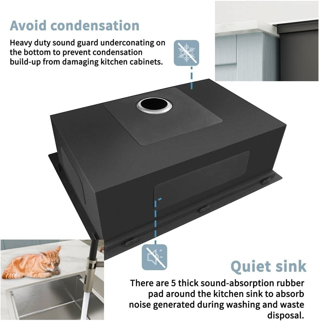 33 inch Drop-in Kitchen Sink, Handmade Drop In Workstation Sink Topmount Kitchen Sink Stainless Steel 18 Gauge Modern Single Bowl Kitchen Sink with Ledge and Accessories ( Pack of 5 )