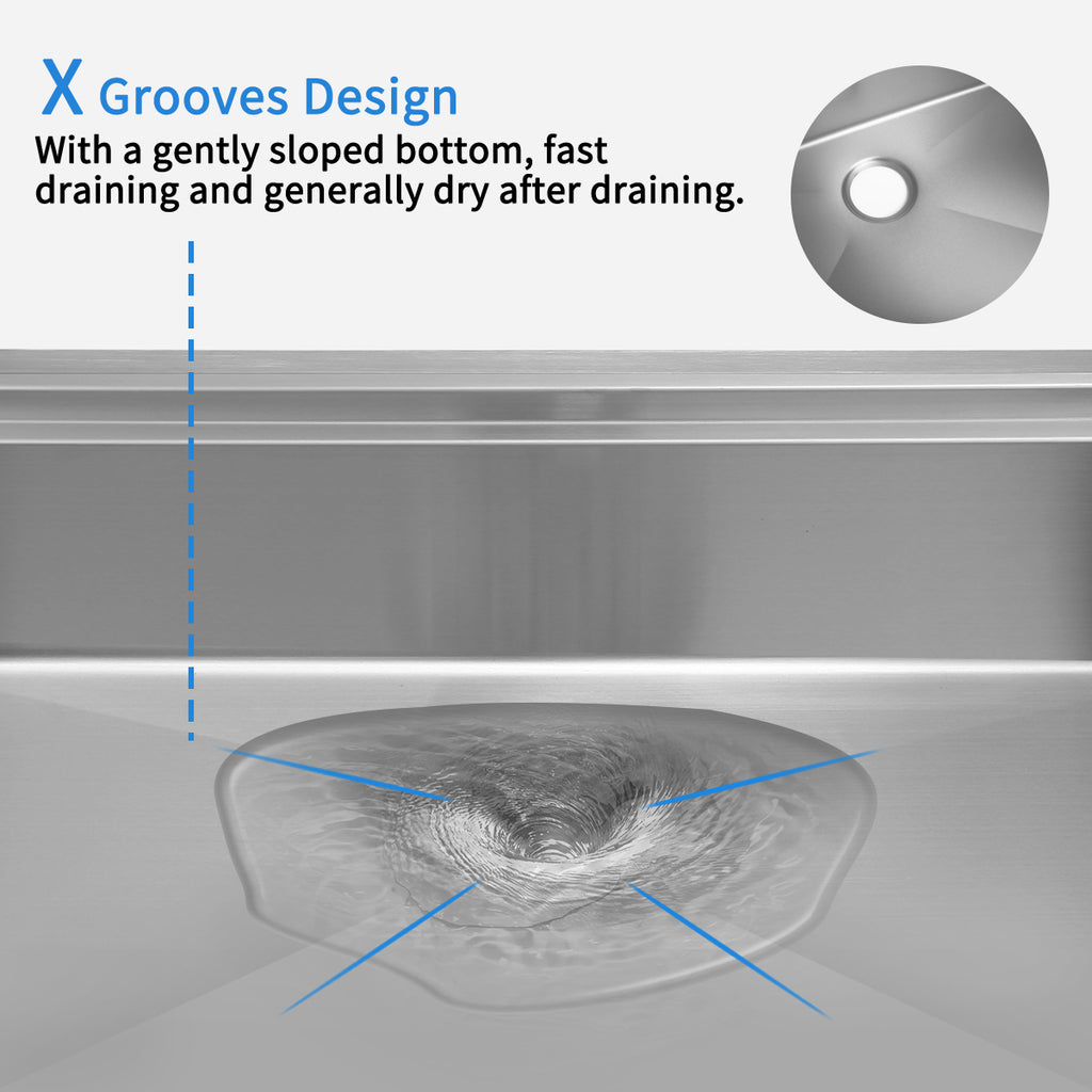 33" X 22" Single Bowl Stainless Steel Farmhouse Workstation Kitchen Sink (18 Gauge) ｜ALWEN