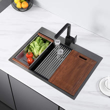 Load image into Gallery viewer, 27&quot; X 22&quot; Drop in Workstation  Stainless Steel Kitchen Sink, Drop in Sink, Topmount Single Bowl Sinkwith All Sink Accessories, Gunmetal Black
