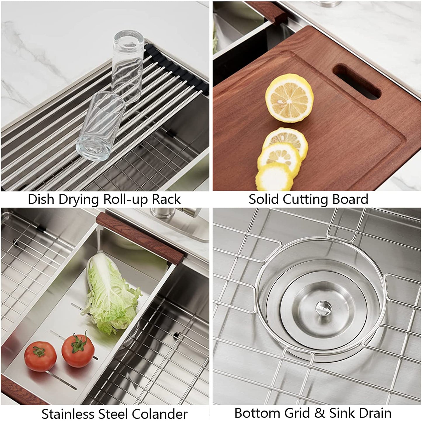 32"x18"  inch Undermount Workstation Ledge Kitchen Sink Single Bowl Stainless Steel 18 Gauge Tight Radius Sink