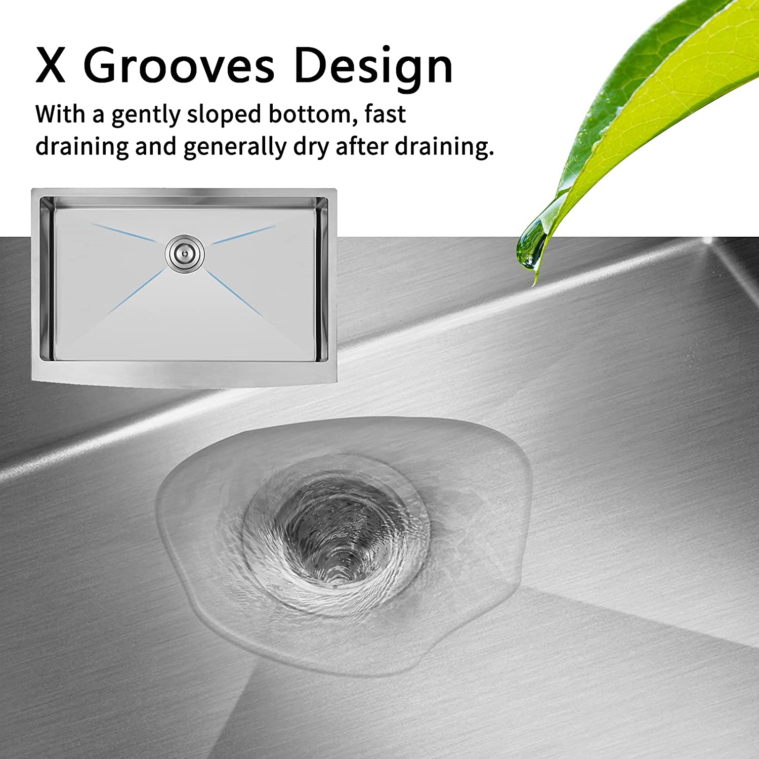 30" X 21" Single Bowl Stainless Steel Farmhouse Kitchen Sink (18 Gauge) ｜ALWEN