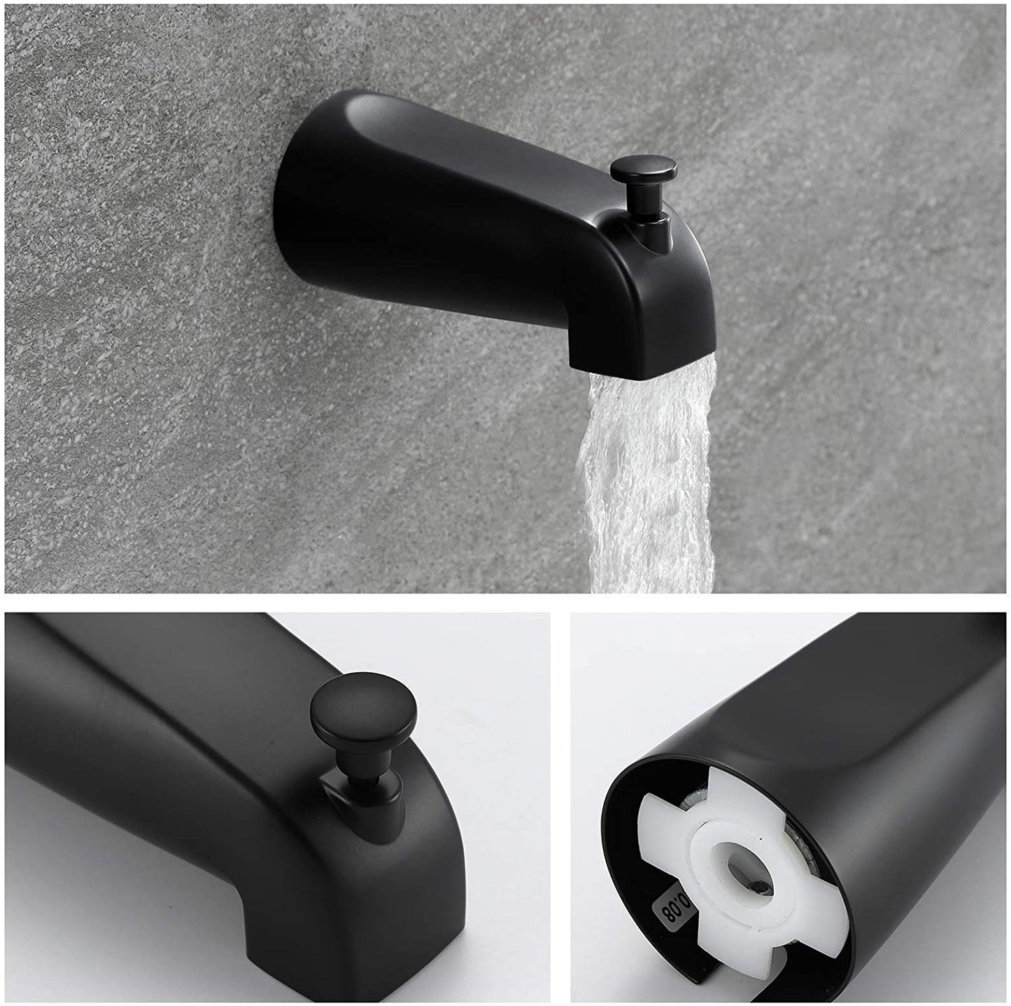 Matte Black 4 Inch Shower Faucet wih Tub Spout Combo (Valve Included) ｜ALWEN