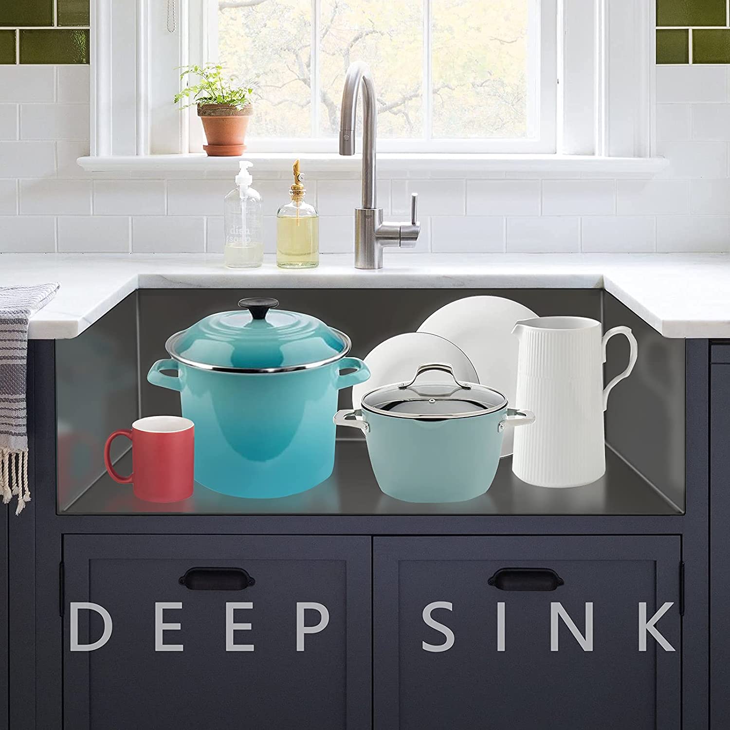 30" X 22" Gunmetal Black Single Bowl Stainless Steel Workstation Farmhouse Kitchen Sink (16 Gauge)
