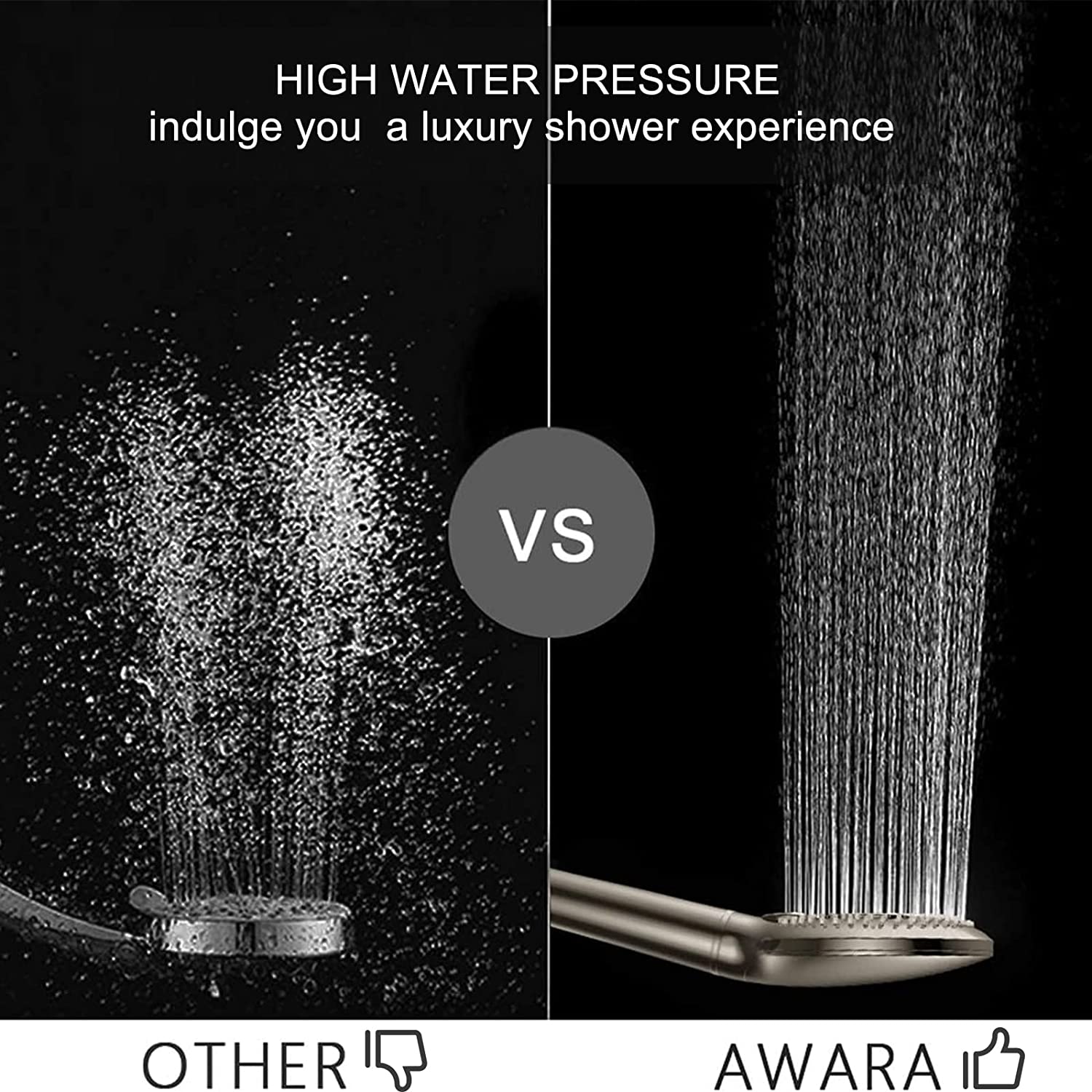 High Pressure Handheld Shower Head with PP Cotton Filter-3 Function Brushed Nickel