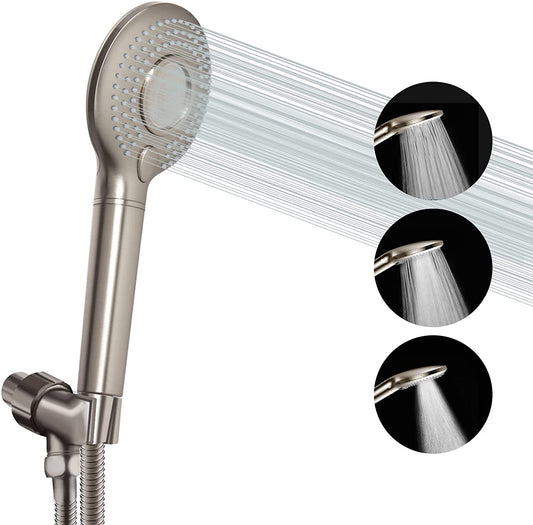 High Pressure Handheld Shower Head with PP Cotton Filter-3 Function Brushed Nickel
