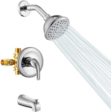 Load image into Gallery viewer, Chrome 4 Inch Shower Faucet wih Tub Spout Combo (Valve Included) ｜ALWEN
