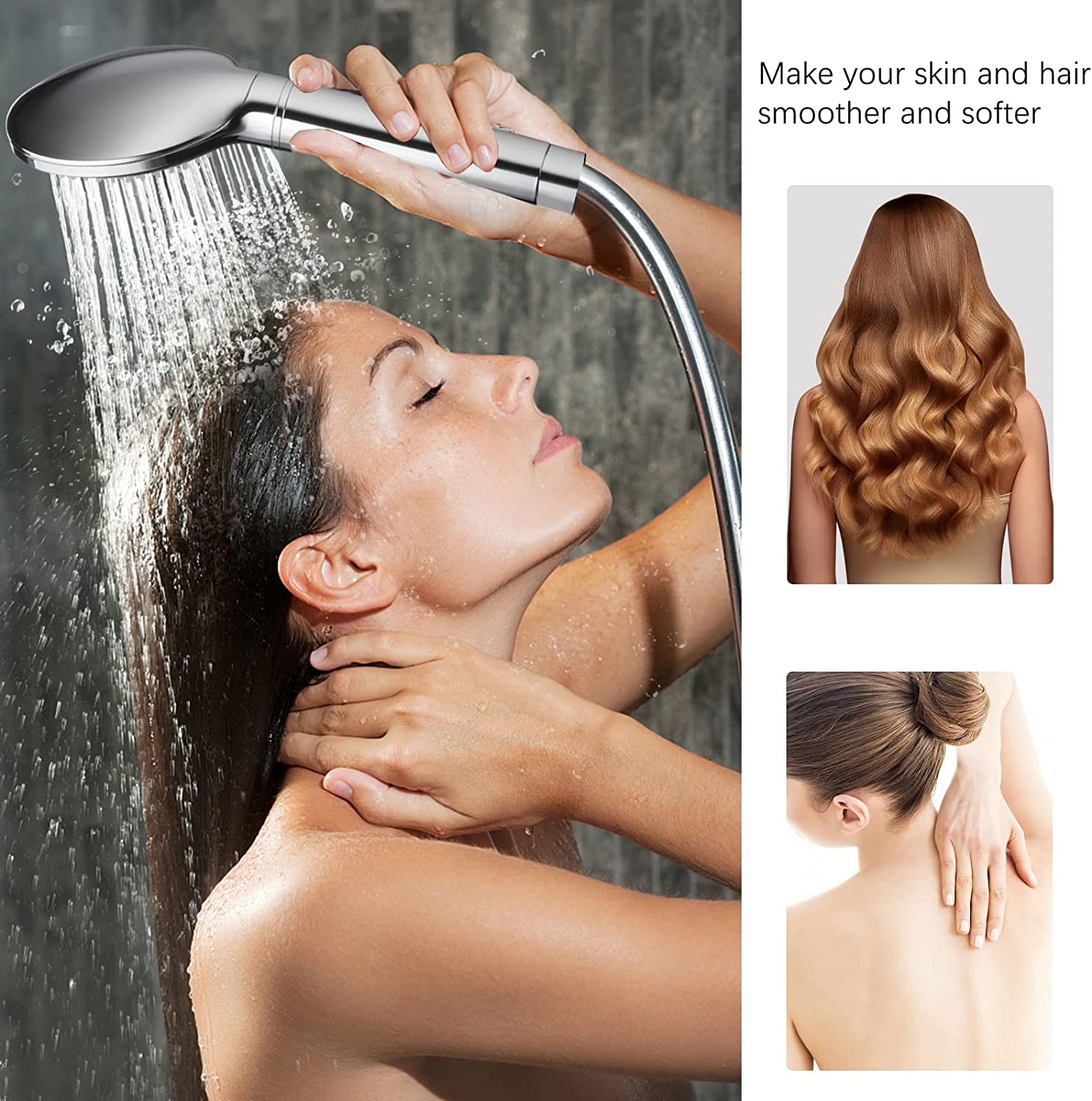 High Pressure Handheld Shower Head with PP Cotton Filter-3 Function Chrome