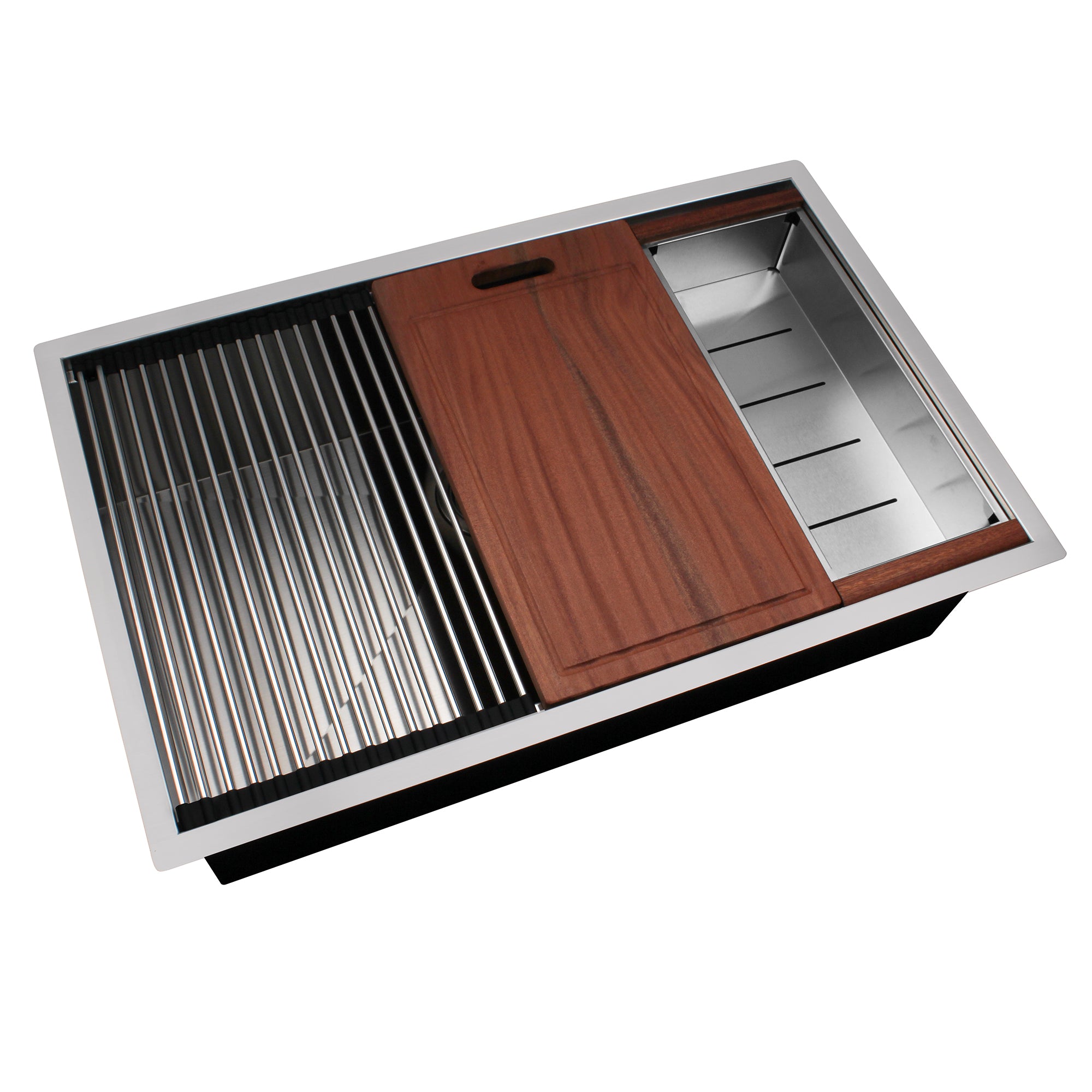 33" x 21" Single Bowl Stainless Steel Undermount Workstation Kitchen Sink (18 Gauge) ｜ALWEN