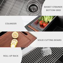Load image into Gallery viewer, 30&quot; X 22&quot; Gunmetal Black Single Bowl Stainless Steel Workstation Farmhouse Kitchen Sink (16 Gauge)
