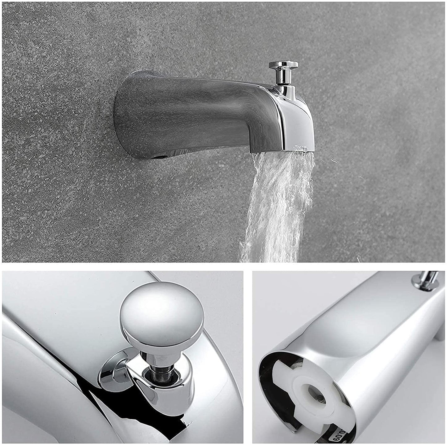 Chrome 4 Inch Shower Faucet wih Tub Spout Combo (Valve Included) ｜ALWEN