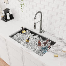 Load image into Gallery viewer, Second hand new -36&quot; x 21&quot; Gunmetal Black Single Bowl Stainless Steel Undermount Kitchen Sink (16 Gauge) ｜ALWEN
