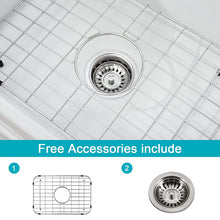 Load image into Gallery viewer, 24 X18 inch Ceramic Kitchen Sink, White Reversible Sink, Single Bowl Kitchen Sink with Bottom Grid and Basket Strainer
