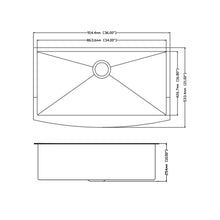 Load image into Gallery viewer, 36&quot; X 21&quot; Gunmetal Black Single Bowl Stainless Steel Farmhouse Kitchen Sink (16 Gauge) ｜ALWEN
